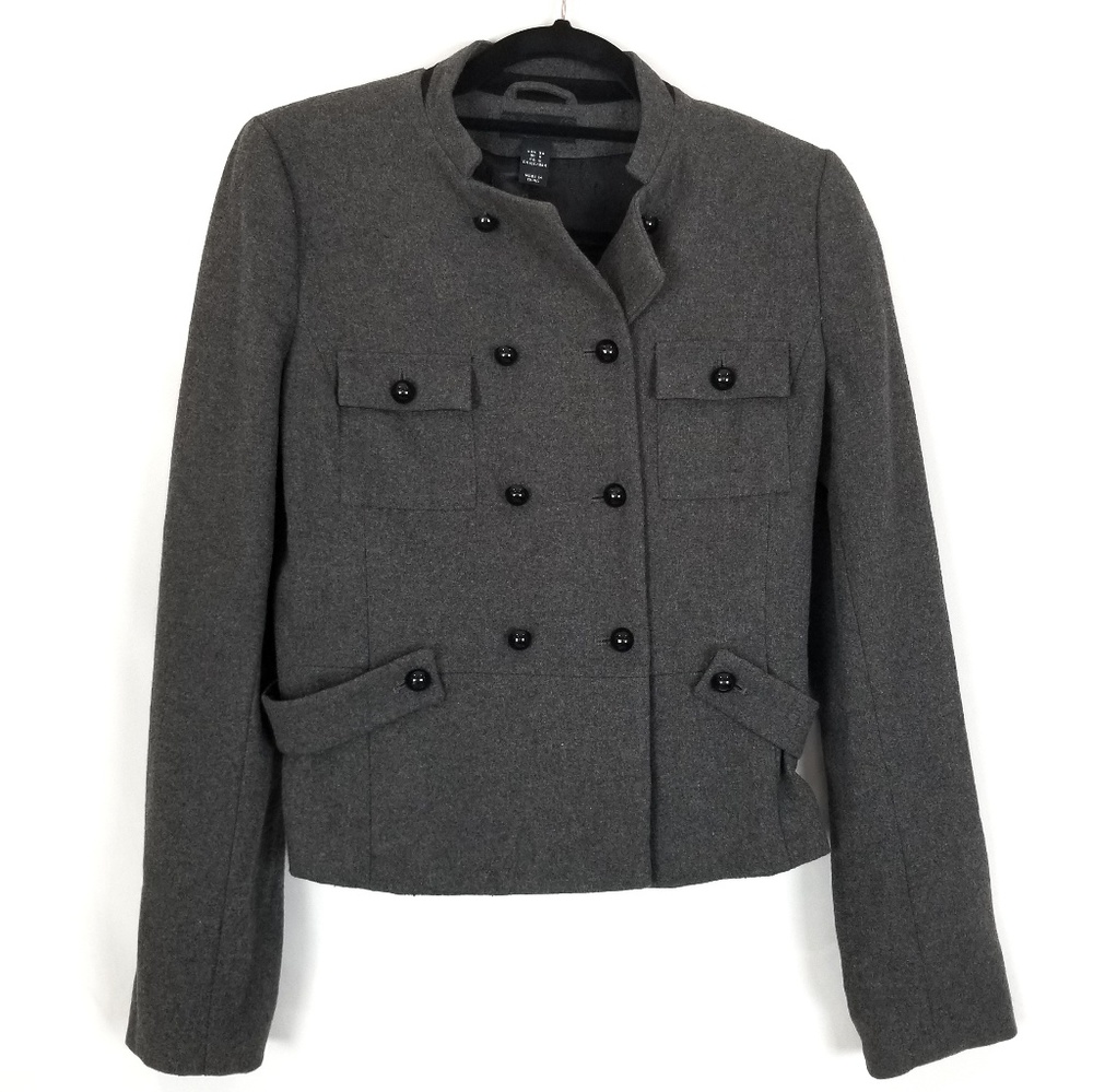 H&M Wool Blend Military Jacket Grey